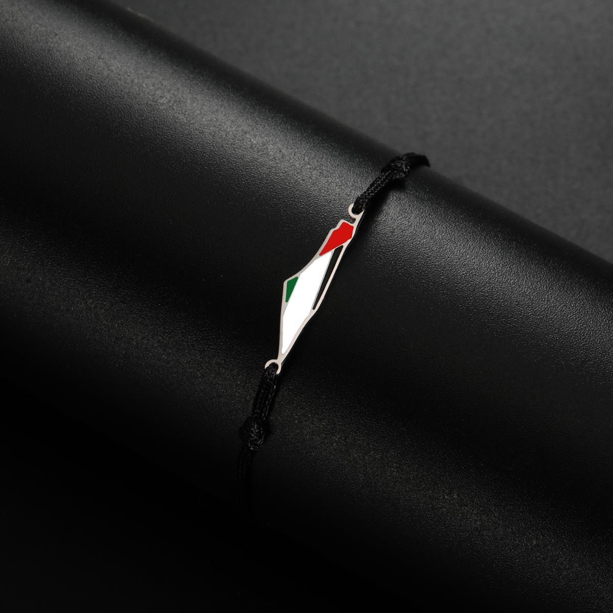 Palestine Map Ribbon Bracelet Black